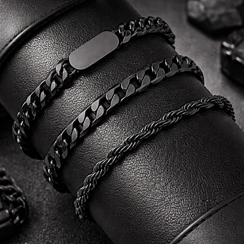 VEXA Trinity Bracelet Set – Black Steel Collection