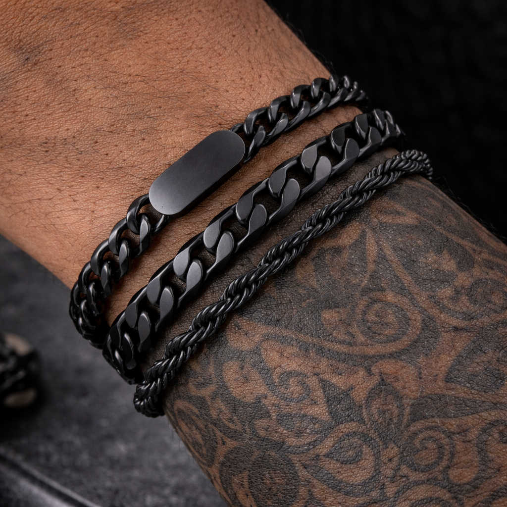 VEXA Trinity Bracelet Set – Black Steel Collection