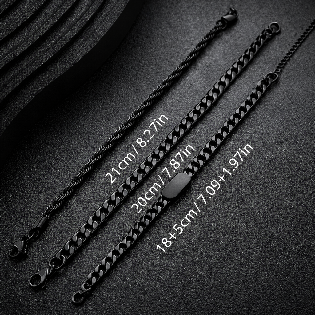 VEXA Trinity Bracelet Set – Black Steel Collection