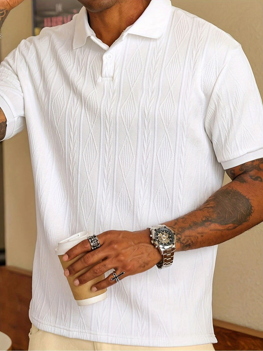 VEXA Textured Polo – Slim Fit Breathable Shirt