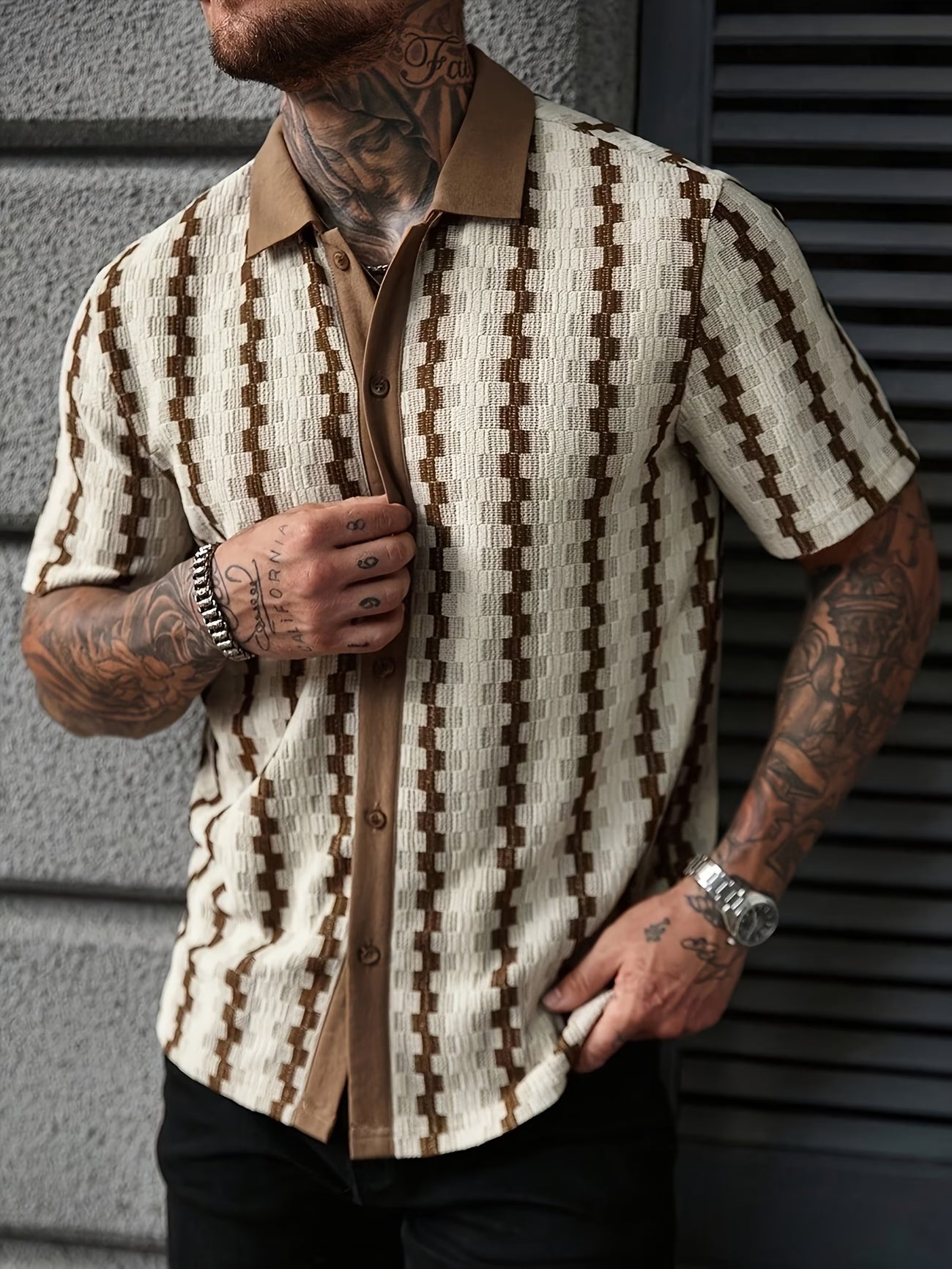 VEXA Patterned Knit Polo – Slim Fit Premium Shirt