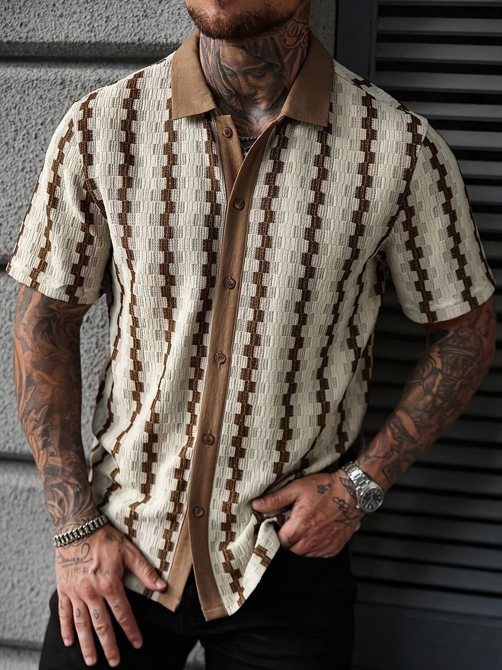 VEXA Patterned Knit Polo – Slim Fit Premium Shirt