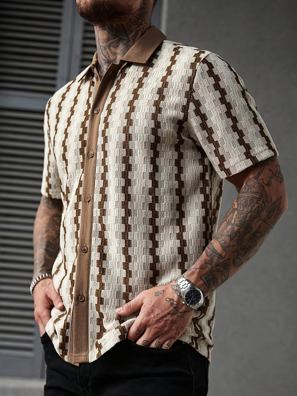 VEXA Patterned Knit Polo – Slim Fit Premium Shirt