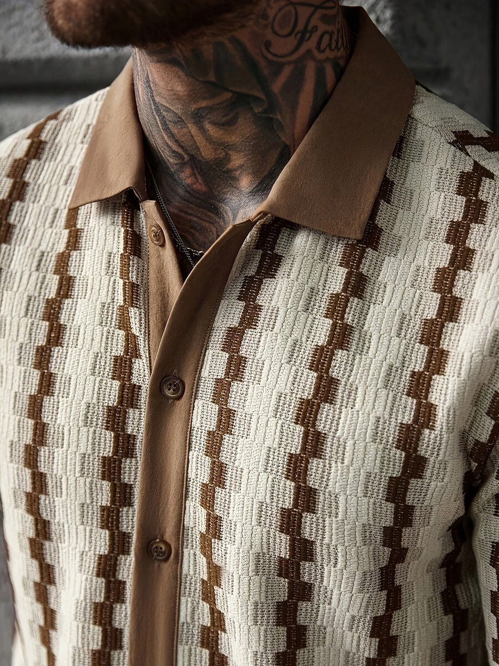 VEXA Patterned Knit Polo – Slim Fit Premium Shirt