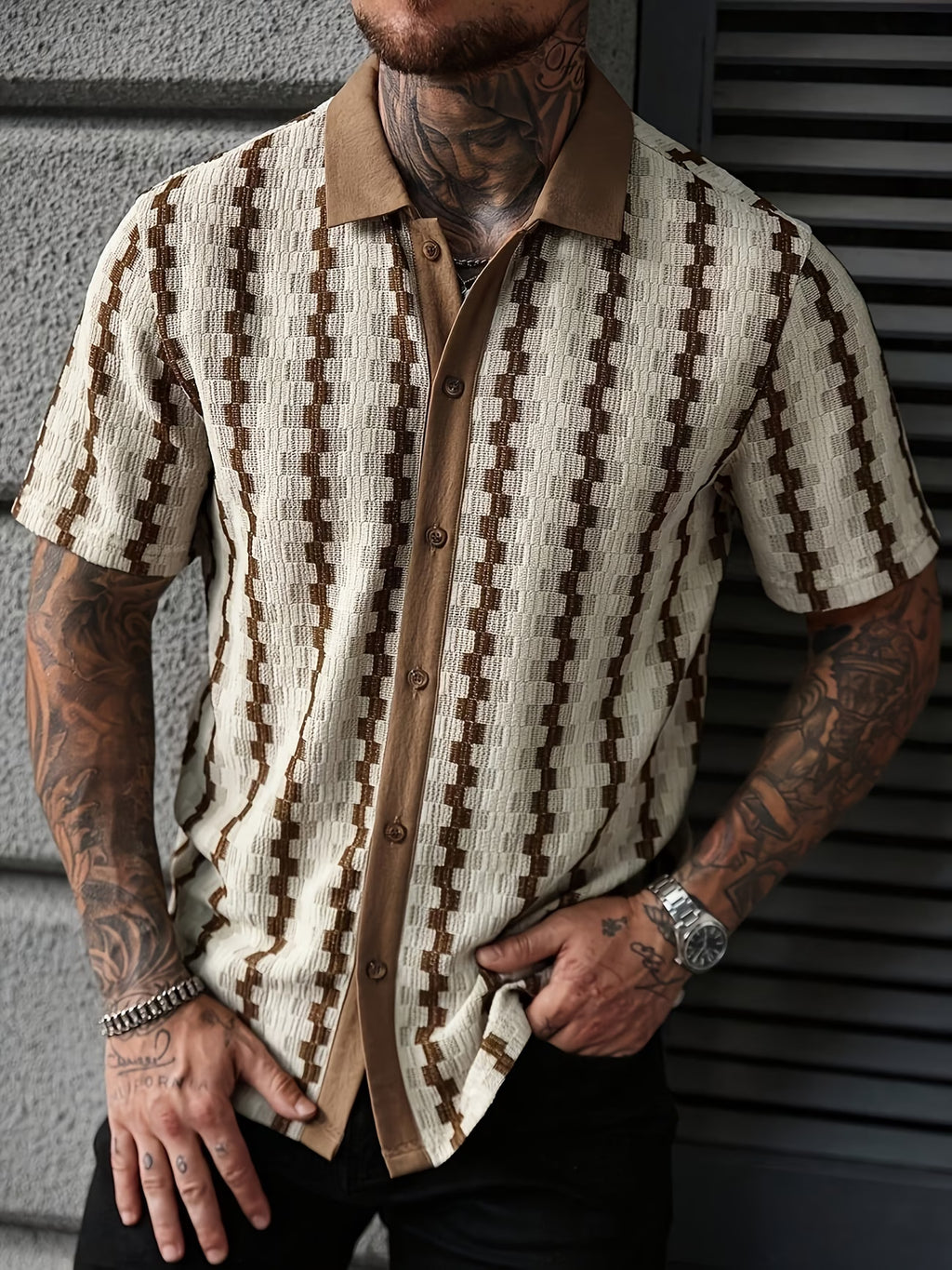 VEXA Patterned Knit Polo – Slim Fit Premium Shirt