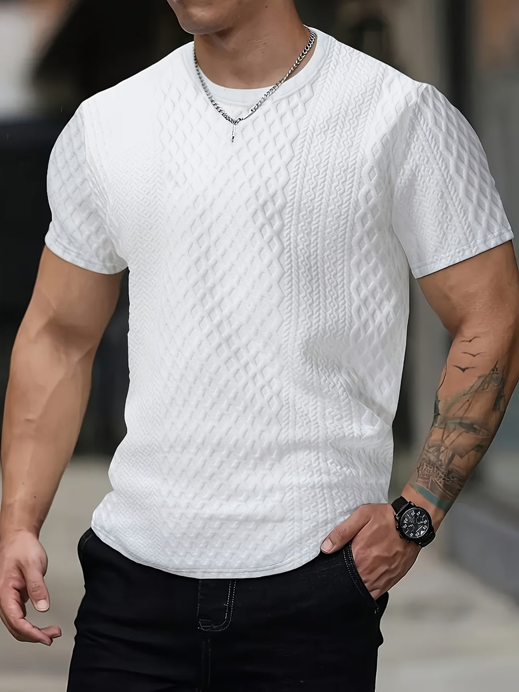 VEXA Textured Knit Tee – Slim Fit Essential Shirt