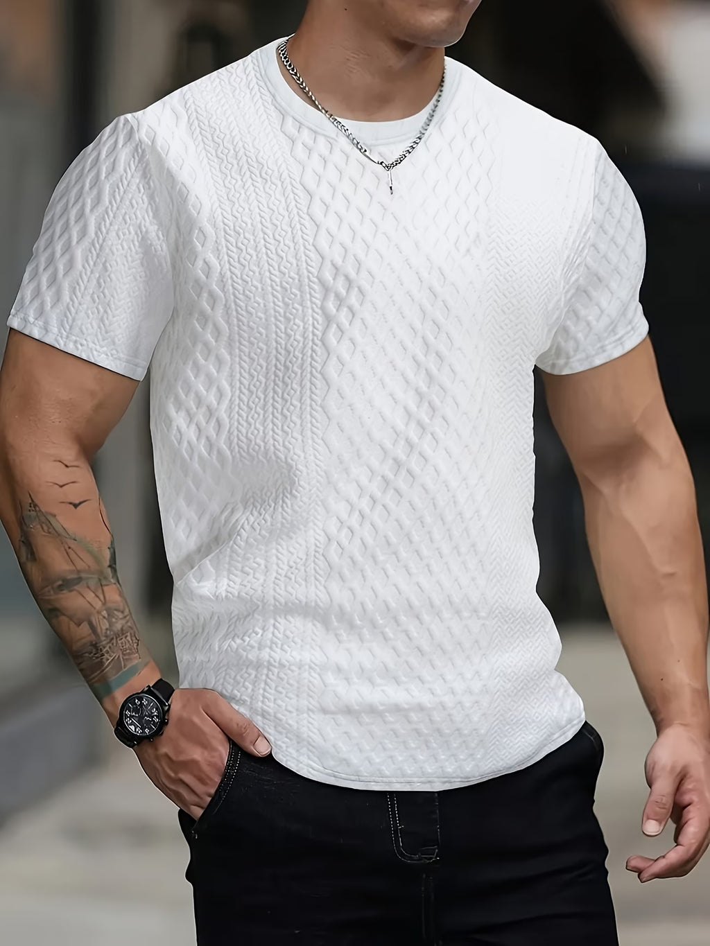 VEXA Textured Knit Tee – Slim Fit Essential Shirt