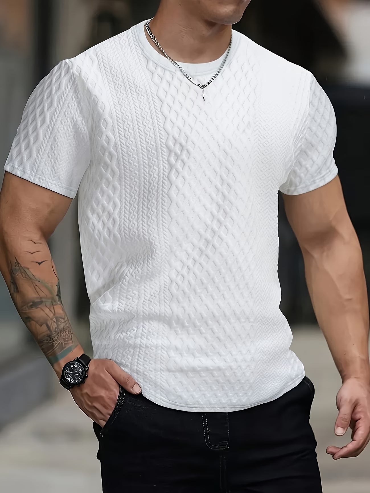 VEXA Textured Knit Tee – Slim Fit Essential Shirt