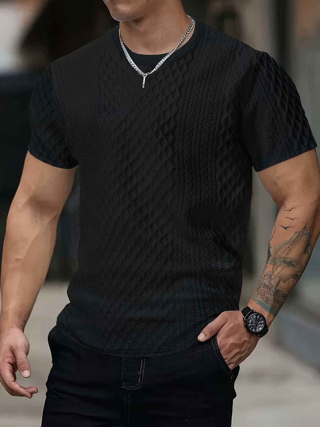 VEXA Textured Knit Tee – Slim Fit Essential Shirt