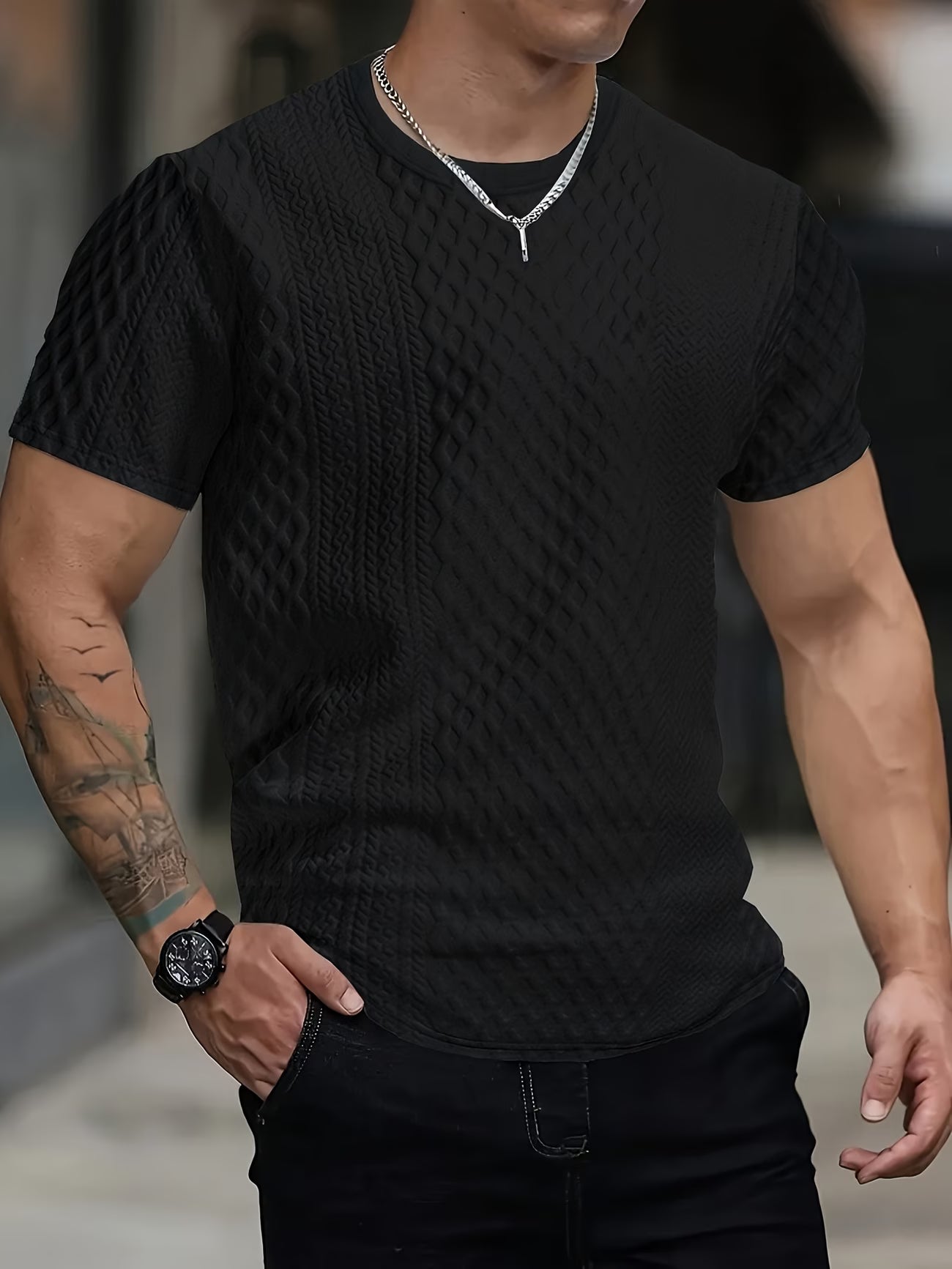 VEXA Textured Knit Tee – Slim Fit Essential Shirt